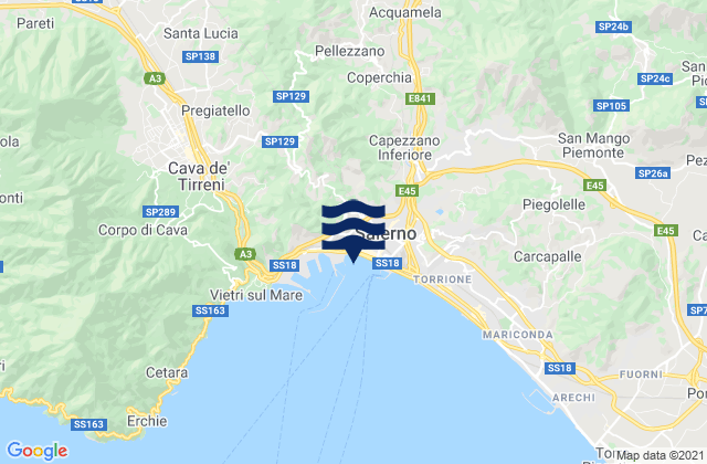 Mapa de mareas Antessano, Italy