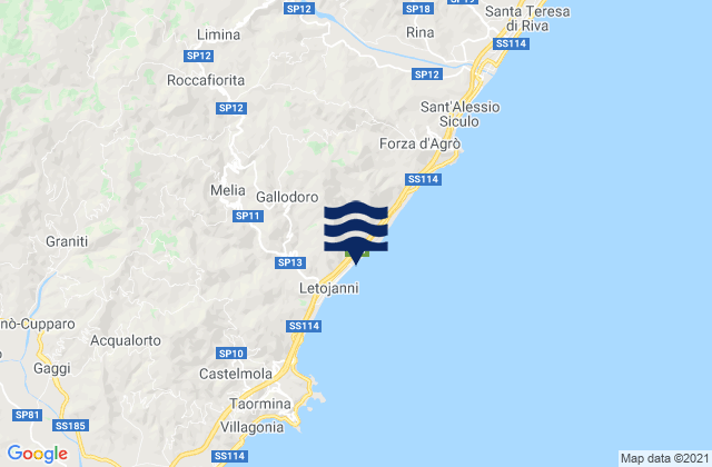 Mapa de mareas Antillo, Italy