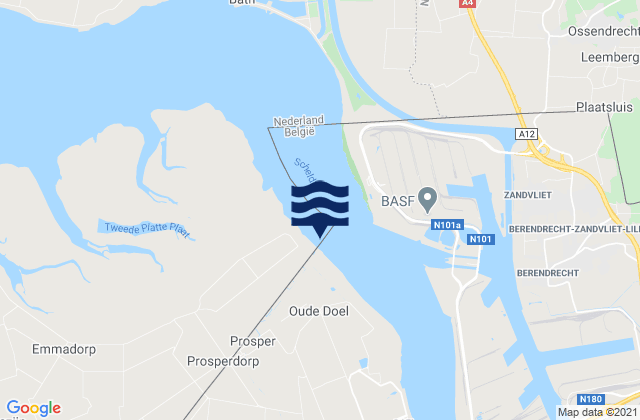 Mapa de mareas Antwerp (prosperpolder) Schelde River, Belgium