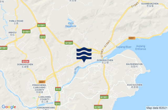 Mapa de mareas Aojiang, China