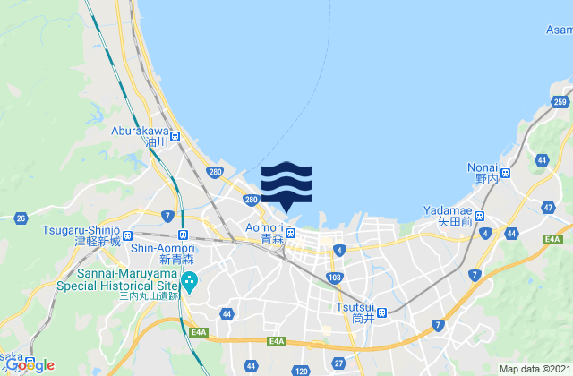 Mapa de mareas Aomori Ko Mutsu Kaiwan, Japan