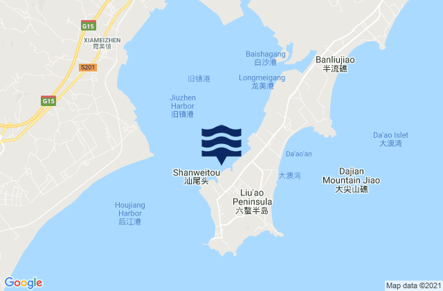 Mapa de mareas Aozhong, China