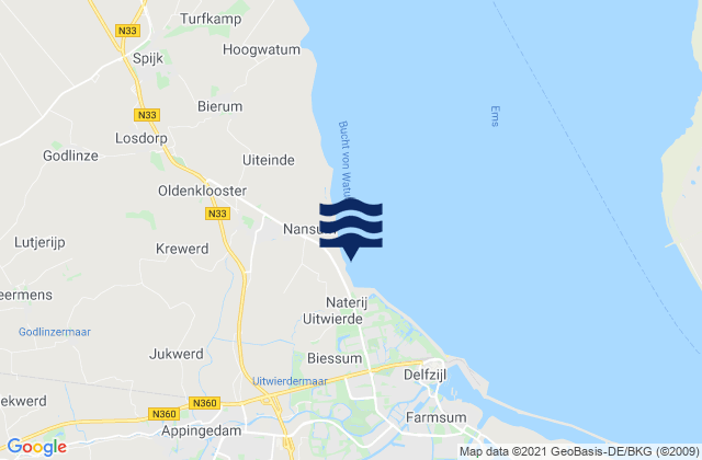 Mapa de mareas Appingedam, Netherlands
