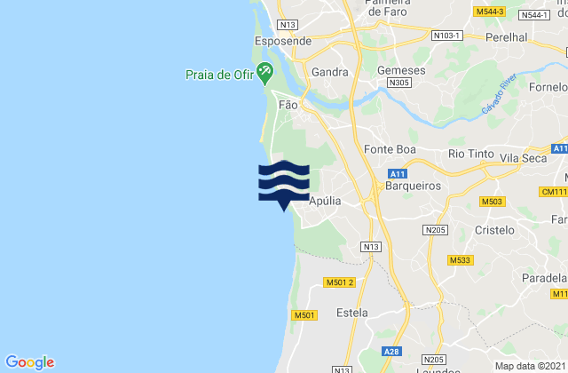 Mapa de mareas Apúlia, Portugal