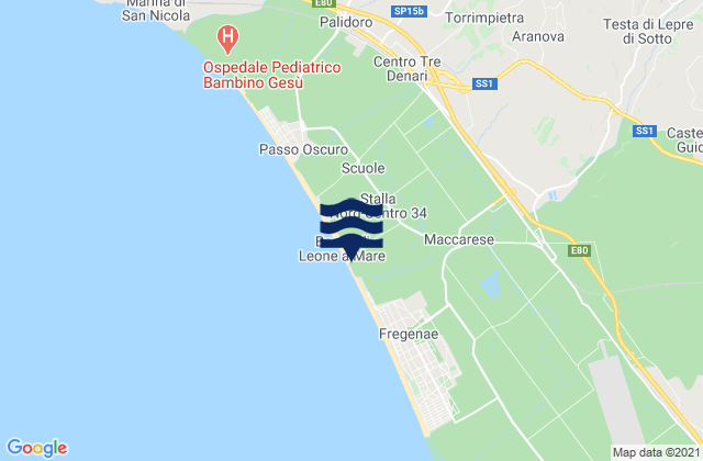 Mapa de mareas Ara Nova, Italy