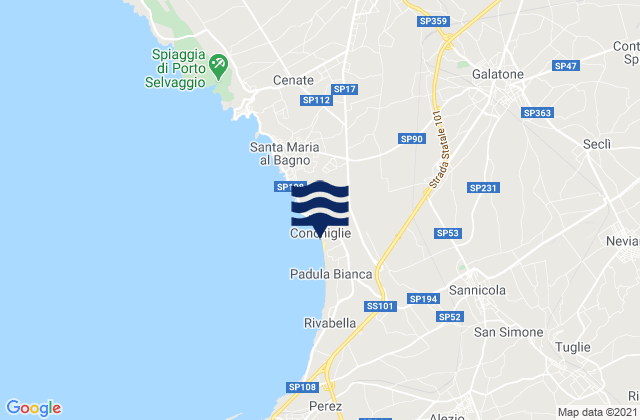Mapa de mareas Aradeo, Italy