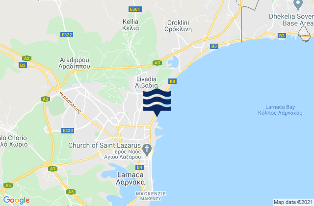 Mapa de mareas Aradíppou, Cyprus