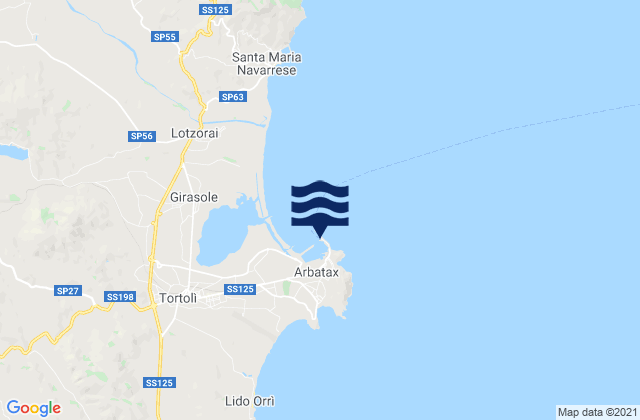 Mapa de mareas Arbatax Port, Italy