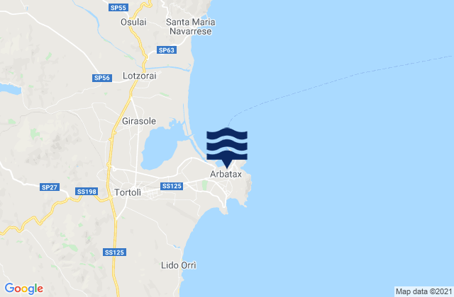 Mapa de mareas Arbatax, Italy