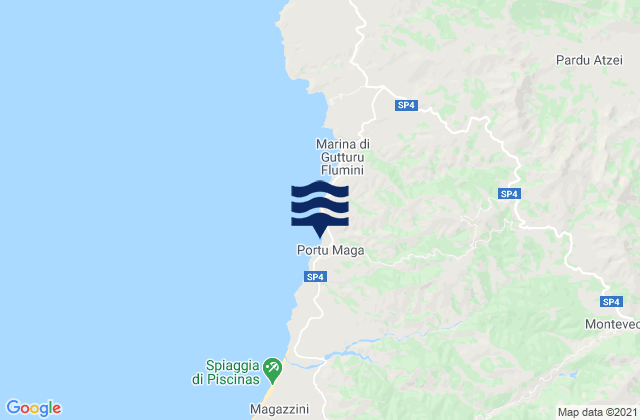Mapa de mareas Arbus, Italy