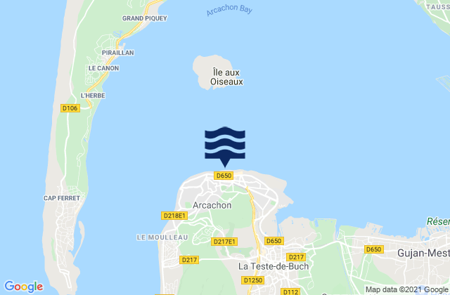 Mapa de mareas Arcachon, France