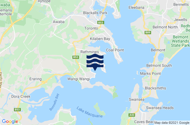 Mapa de mareas Arcadia vale, Australia