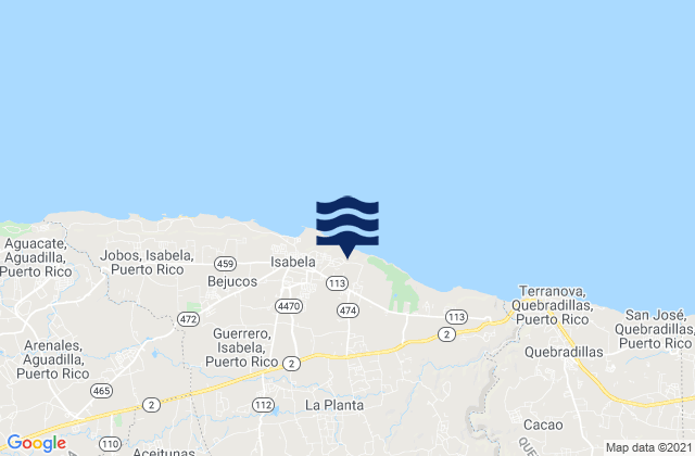 Mapa de mareas Arenales Bajos Barrio, Puerto Rico