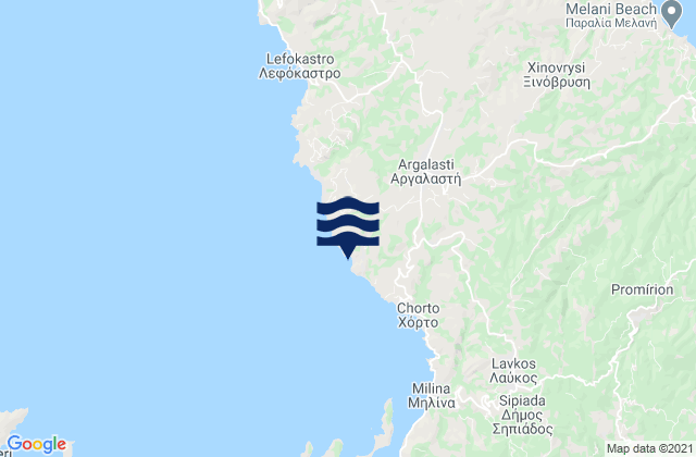 Mapa de mareas Argalastí, Greece