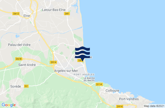 Mapa de mareas Argeles, France