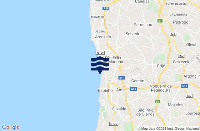 Mapa de mareas Argoncilhe, Portugal