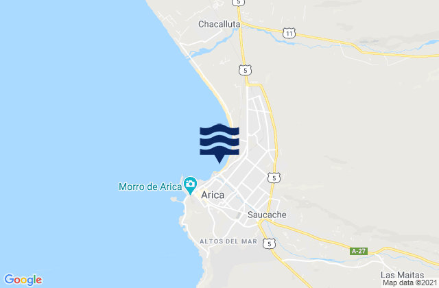 Mapa de mareas Arica, Chile