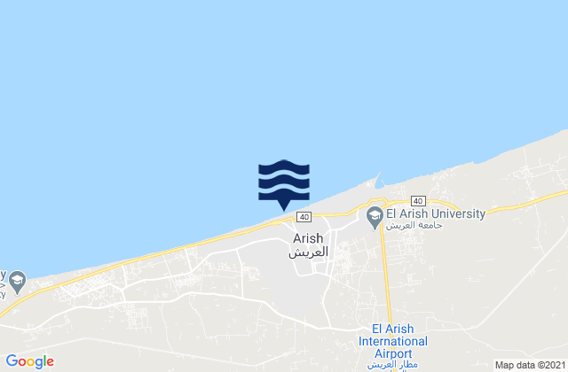 Mapa de mareas Arish, Egypt