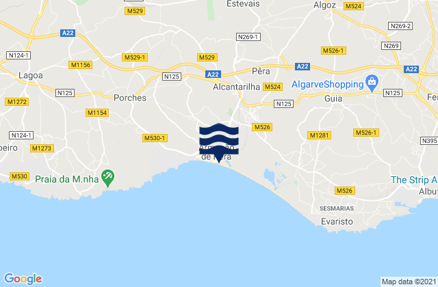 Mapa de mareas Armação de Pêra, Portugal