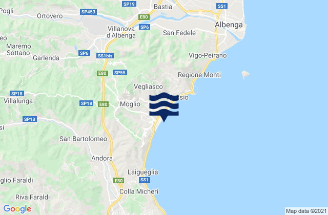 Mapa de mareas Arnasco, Italy