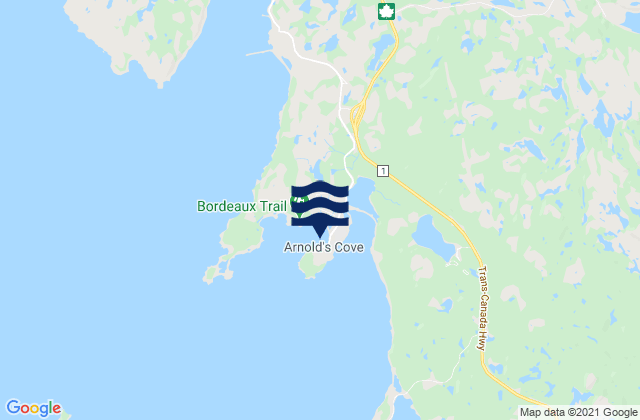 Mapa de mareas Arnolds Cove, Canada