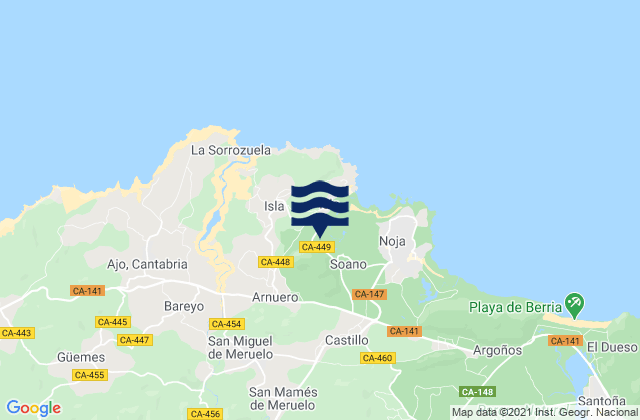 Mapa de mareas Arnuero, Spain