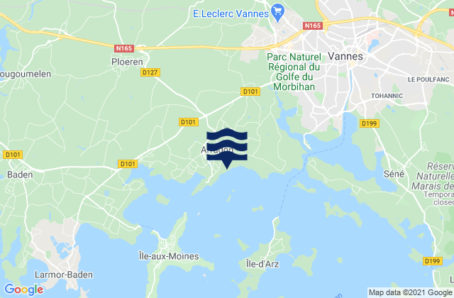 Mapa de mareas Arradon, France