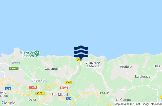 Mapa de mareas Arriba, Spain