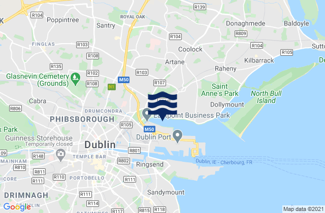 Mapa de mareas Artane, Ireland
