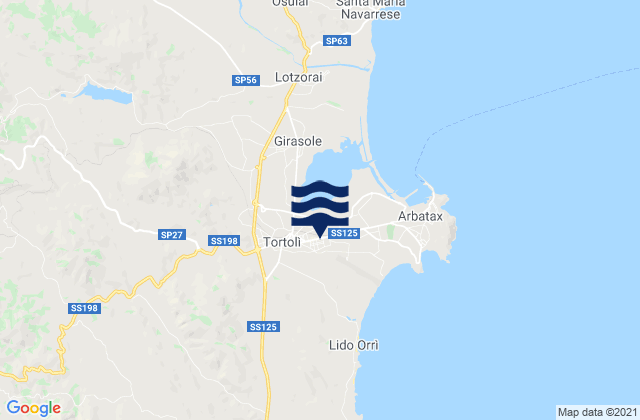 Mapa de mareas Arzana, Italy