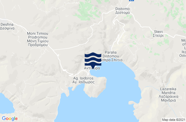 Mapa de mareas Aráchova, Greece
