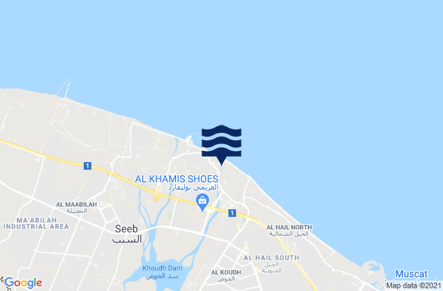 Mapa de mareas As Sib, Iran