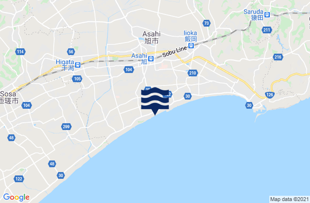 Mapa de mareas Asahi, Japan