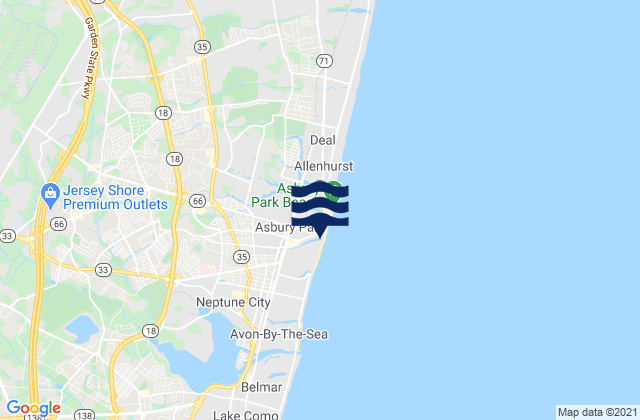 Mapa de mareas Asbury Park, United States