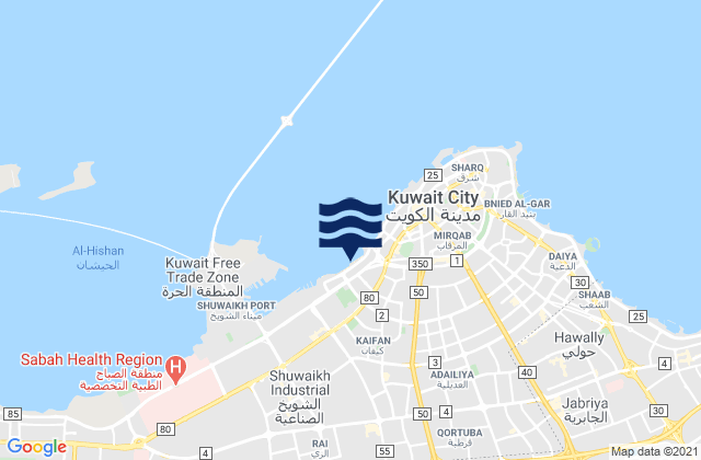 Mapa de mareas Ash Shāmīyah, Kuwait