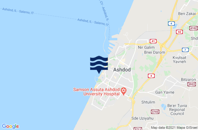 Mapa de mareas Ashdod, Israel