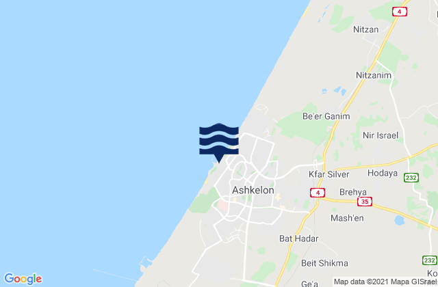 Mapa de mareas Ashkelon, Israel