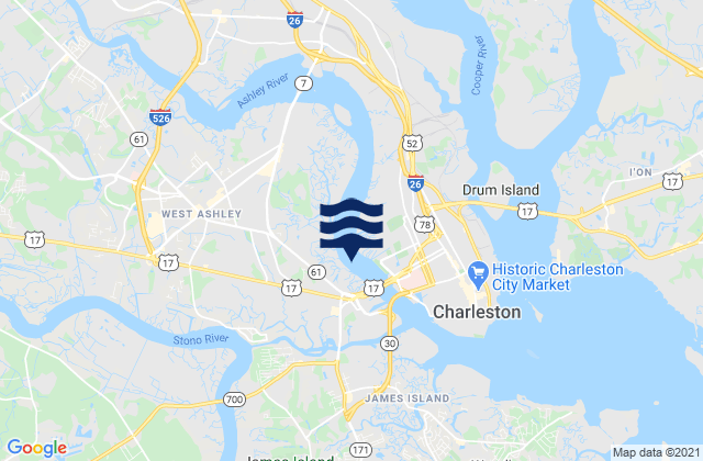 Mapa de mareas Ashley River (I-526 Bridge), United States
