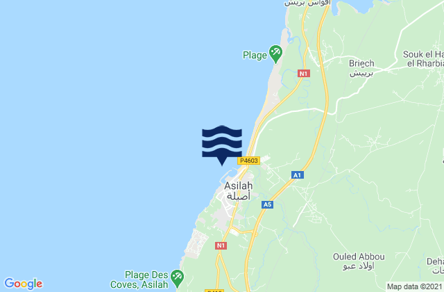 Mapa de mareas Asilah, Morocco