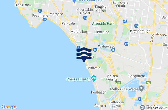 Mapa de mareas Aspendale Gardens, Australia