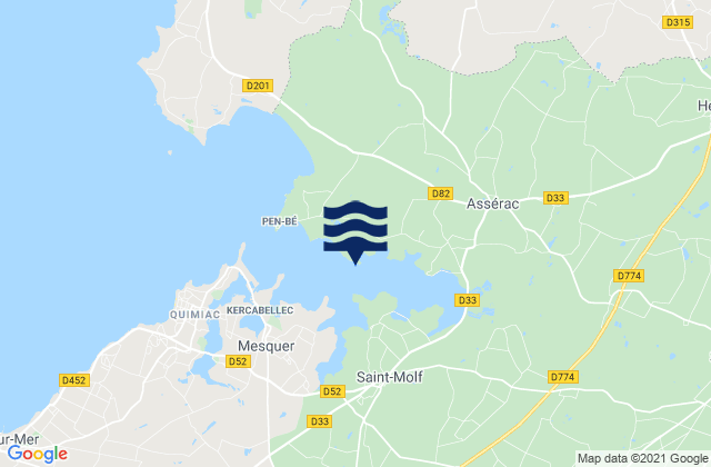 Mapa de mareas Assérac, France