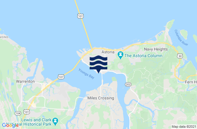 Mapa de mareas Astoria (Youngs Bay), United States