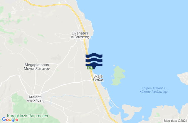 Mapa de mareas Atalánti, Greece
