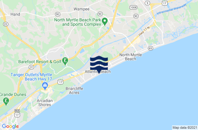 Mapa de mareas Atlantic Beach, United States