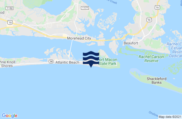 Mapa de mareas Atlantic Beach Triple S Pier, United States