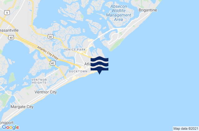 Mapa de mareas Atlantic City Ocean, United States