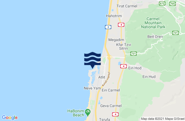 Mapa de mareas Atlit, Israel