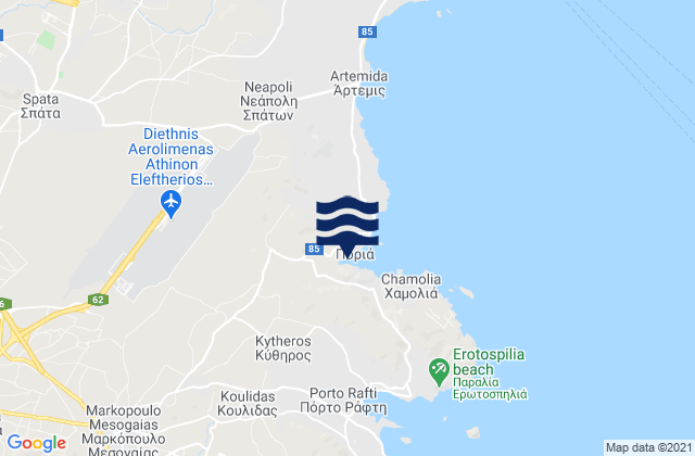 Mapa de mareas Attica, Greece
