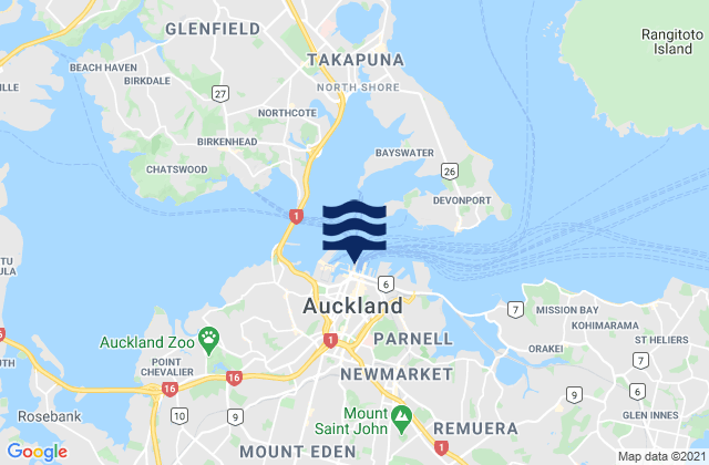 Mapa de mareas Auckland, New Zealand