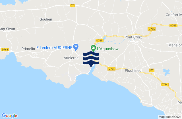 Mapa de mareas Audierne, France
